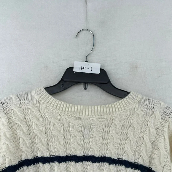 Pink Rose Sweater Women's Sz L White Cable-Knit Striped Cropped Regular Pullover - Picture 12 of 12